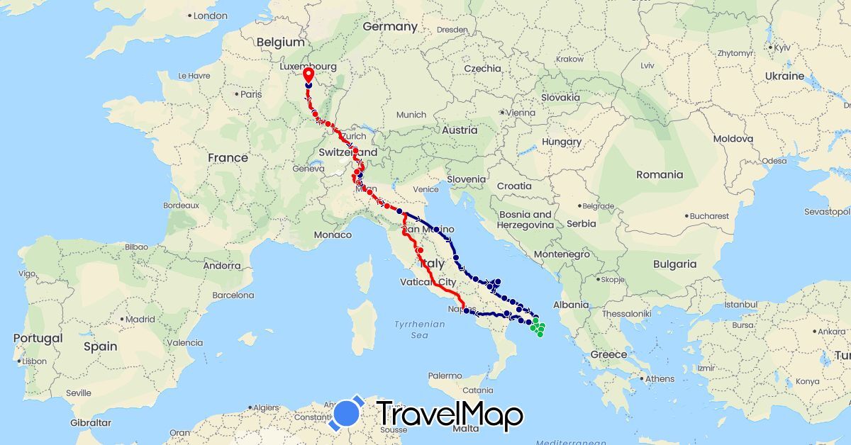 TravelMap itinerary: driving, bus, le troll in Switzerland, France, Italy (Europe)