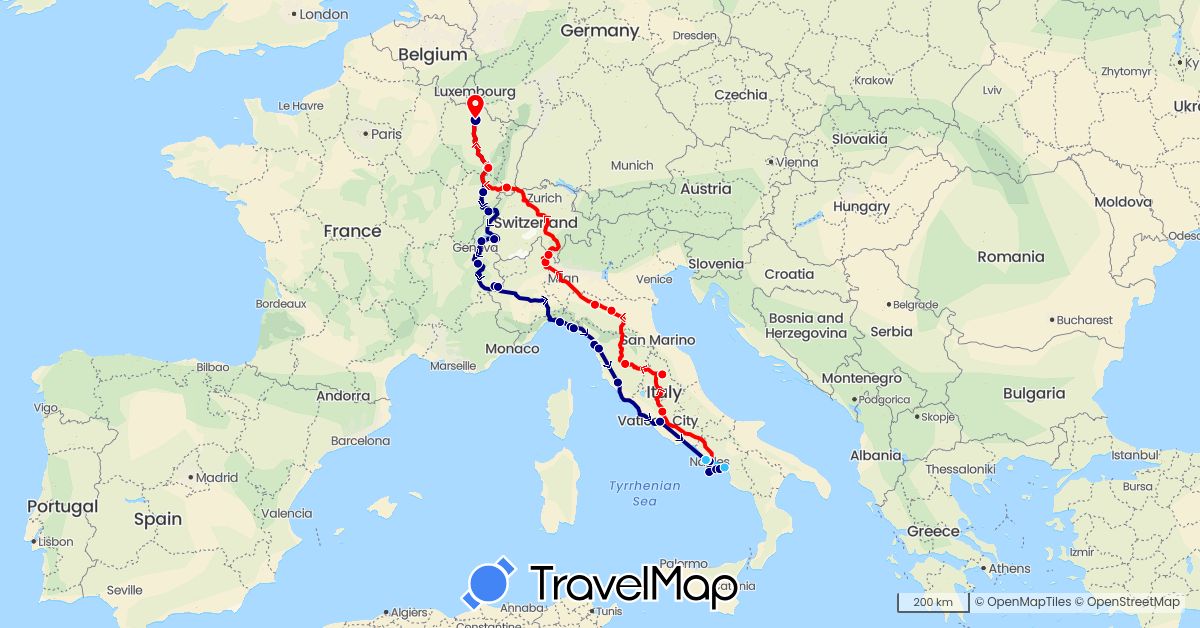 TravelMap itinerary: driving, boat, le troll in France, Italy (Europe)